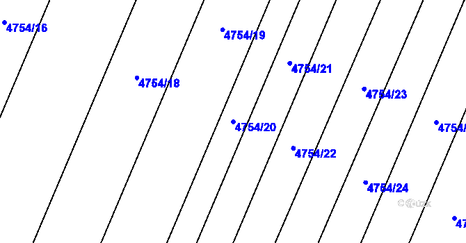 Parcela st. 4754/20 v KÚ Hustopeče u Brna, Katastrální mapa