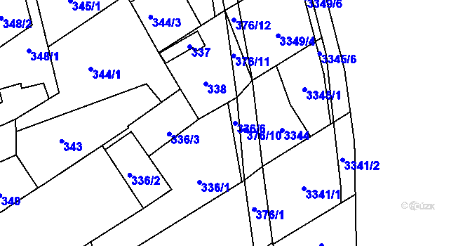Parcela st. 336/6 v KÚ Hustopeče u Brna, Katastrální mapa