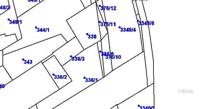 Parcela st. 376/10 v KÚ Hustopeče u Brna, Katastrální mapa
