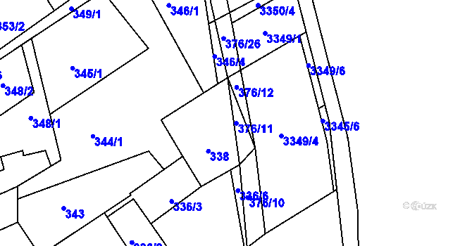 Parcela st. 376/11 v KÚ Hustopeče u Brna, Katastrální mapa