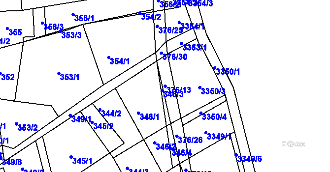 Parcela st. 376/13 v KÚ Hustopeče u Brna, Katastrální mapa