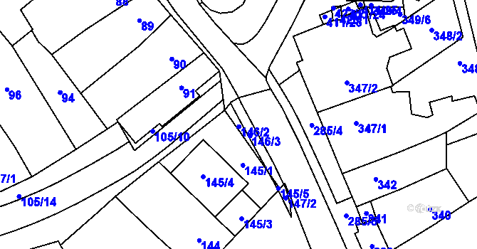 Parcela st. 146/2 v KÚ Hustopeče u Brna, Katastrální mapa