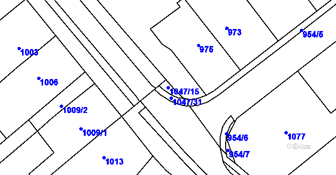 Parcela st. 1047/15 v KÚ Hustopeče u Brna, Katastrální mapa