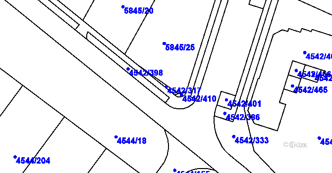 Parcela st. 4542/317 v KÚ Hustopeče u Brna, Katastrální mapa