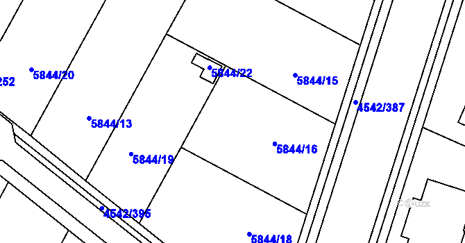 Parcela st. 5844/5 v KÚ Hustopeče u Brna, Katastrální mapa