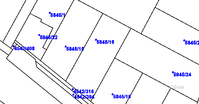 Parcela st. 5845/3 v KÚ Hustopeče u Brna, Katastrální mapa