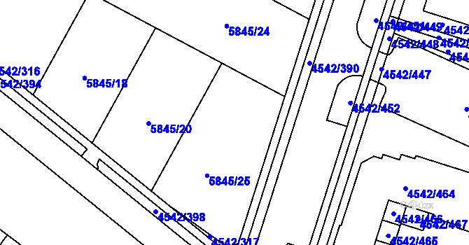 Parcela st. 5845/6 v KÚ Hustopeče u Brna, Katastrální mapa