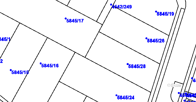 Parcela st. 5845/8 v KÚ Hustopeče u Brna, Katastrální mapa