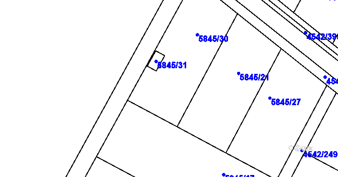Parcela st. 5845/13 v KÚ Hustopeče u Brna, Katastrální mapa