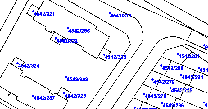 Parcela st. 4542/323 v KÚ Hustopeče u Brna, Katastrální mapa