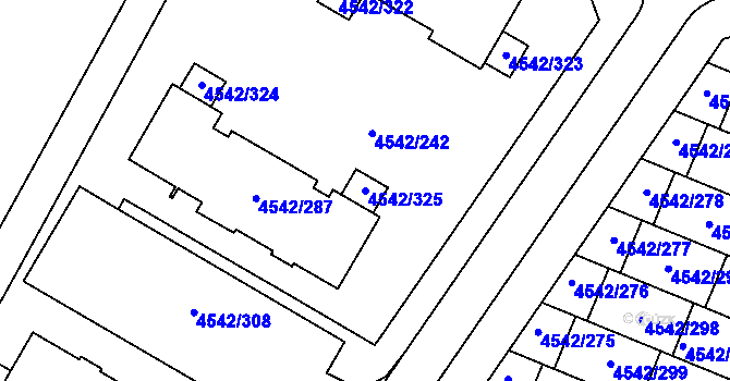 Parcela st. 4542/325 v KÚ Hustopeče u Brna, Katastrální mapa