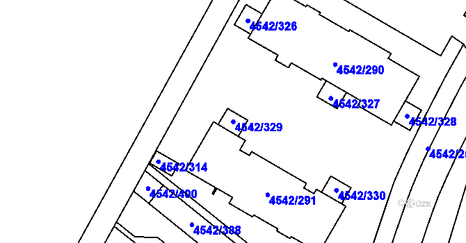 Parcela st. 4542/329 v KÚ Hustopeče u Brna, Katastrální mapa