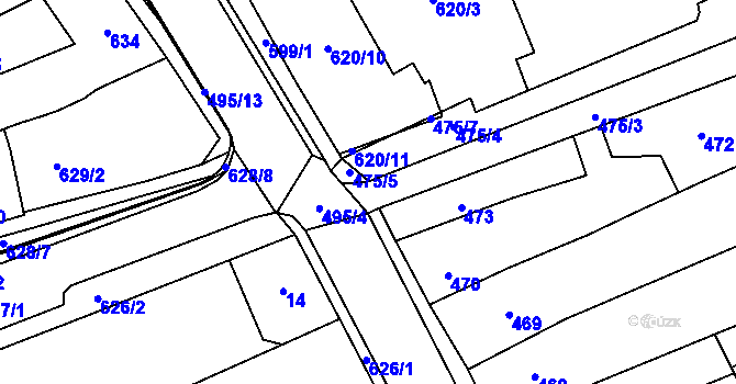 Parcela st. 475/1 v KÚ Hustopeče u Brna, Katastrální mapa