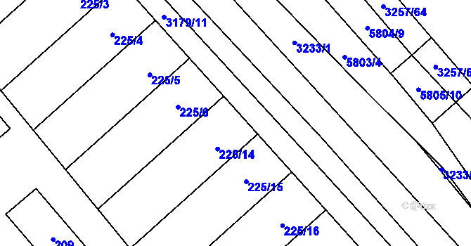 Parcela st. 225/7 v KÚ Hustopeče u Brna, Katastrální mapa