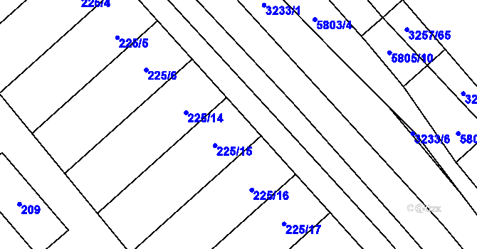Parcela st. 225/8 v KÚ Hustopeče u Brna, Katastrální mapa