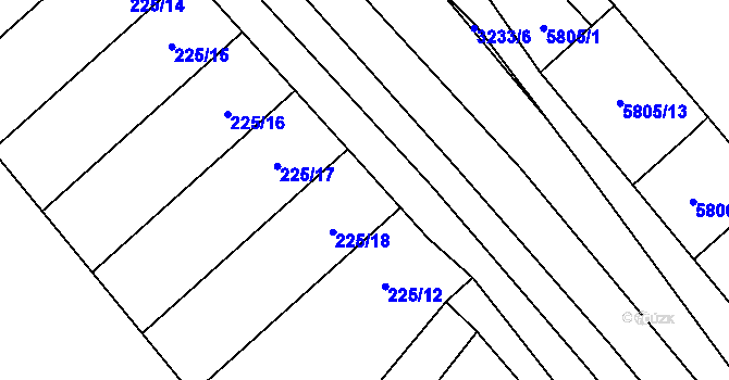 Parcela st. 225/11 v KÚ Hustopeče u Brna, Katastrální mapa
