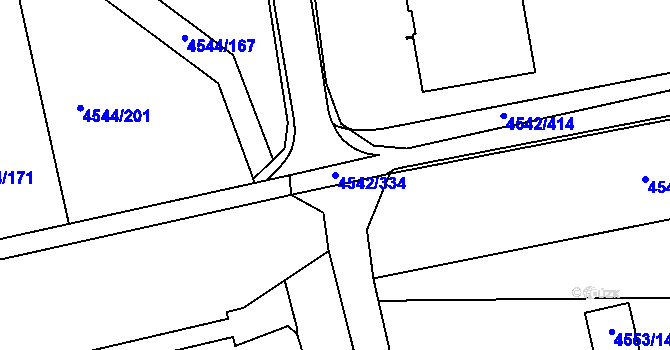 Parcela st. 4542/334 v KÚ Hustopeče u Brna, Katastrální mapa