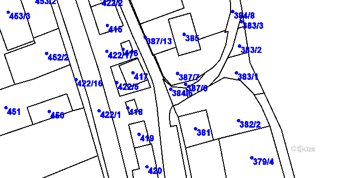 Parcela st. 384/6 v KÚ Hustopeče u Brna, Katastrální mapa