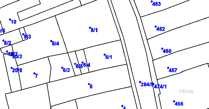 Parcela st. 6/1 v KÚ Hustopeče u Brna, Katastrální mapa