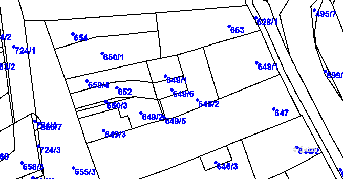 Parcela st. 649/6 v KÚ Hustopeče u Brna, Katastrální mapa