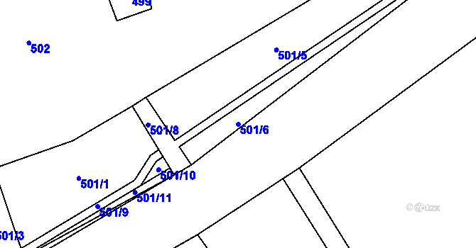 Parcela st. 501/6 v KÚ Hustopeče u Brna, Katastrální mapa