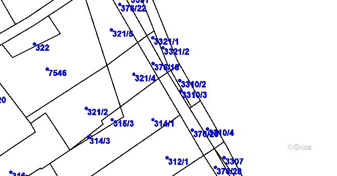 Parcela st. 376/19 v KÚ Hustopeče u Brna, Katastrální mapa