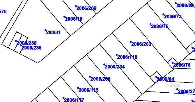 Parcela st. 2006/251 v KÚ Hustopeče u Brna, Katastrální mapa
