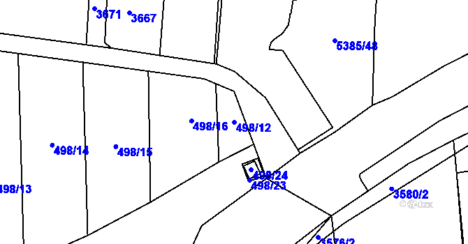 Parcela st. 498/12 v KÚ Hustopeče u Brna, Katastrální mapa