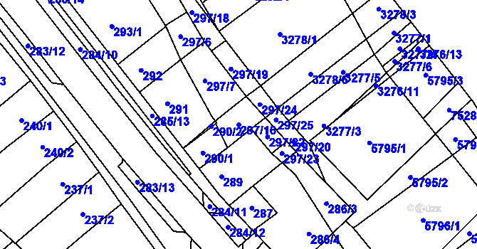 Parcela st. 297/16 v KÚ Hustopeče u Brna, Katastrální mapa