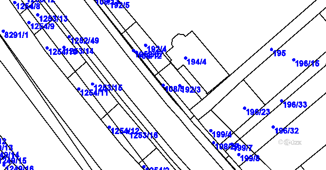 Parcela st. 108/5 v KÚ Hustopeče u Brna, Katastrální mapa