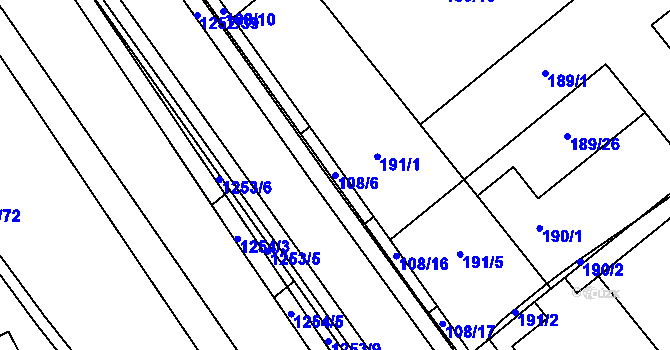 Parcela st. 108/6 v KÚ Hustopeče u Brna, Katastrální mapa