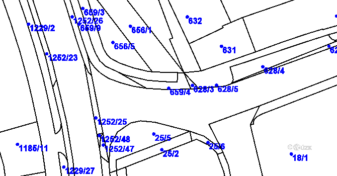 Parcela st. 659/4 v KÚ Hustopeče u Brna, Katastrální mapa
