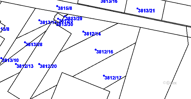 Parcela st. 3812/16 v KÚ Hustopeče u Brna, Katastrální mapa