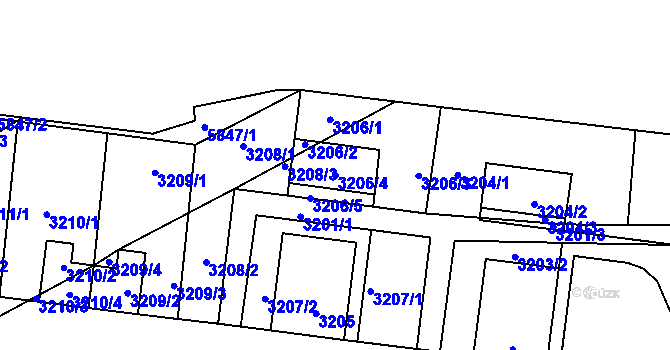 Parcela st. 3206/4 v KÚ Hustopeče u Brna, Katastrální mapa
