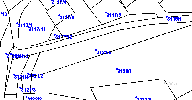 Parcela st. 3121/5 v KÚ Hustopeče u Brna, Katastrální mapa