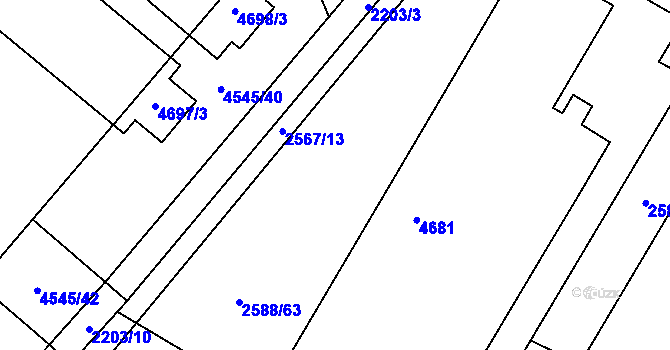 Parcela st. 2588/28 v KÚ Hustopeče u Brna, Katastrální mapa