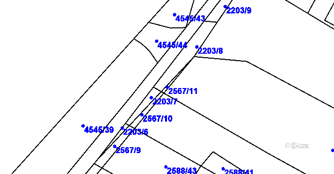 Parcela st. 2567/11 v KÚ Hustopeče u Brna, Katastrální mapa