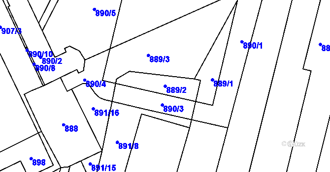 Parcela st. 889/2 v KÚ Hustopeče u Brna, Katastrální mapa