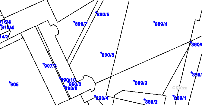 Parcela st. 890/5 v KÚ Hustopeče u Brna, Katastrální mapa