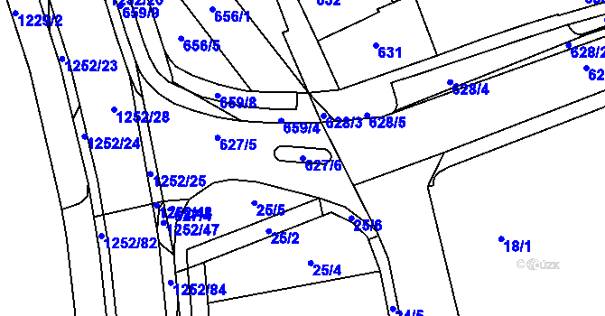 Parcela st. 627/6 v KÚ Hustopeče u Brna, Katastrální mapa