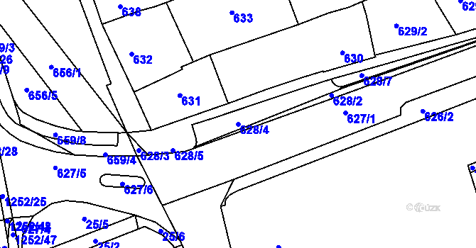 Parcela st. 628/4 v KÚ Hustopeče u Brna, Katastrální mapa