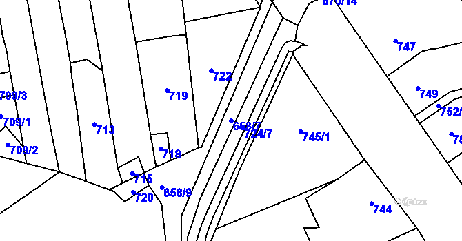Parcela st. 658/7 v KÚ Hustopeče u Brna, Katastrální mapa