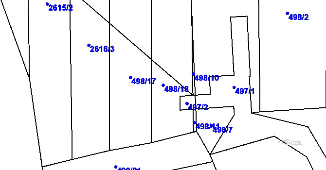 Parcela st. 498/18 v KÚ Hustopeče u Brna, Katastrální mapa