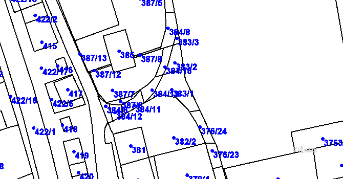 Parcela st. 383/1 v KÚ Hustopeče u Brna, Katastrální mapa