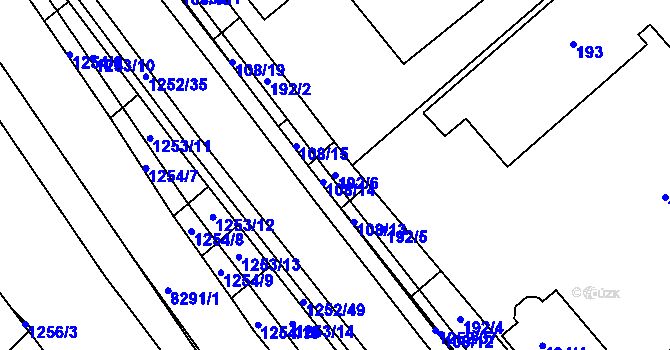 Parcela st. 192/6 v KÚ Hustopeče u Brna, Katastrální mapa