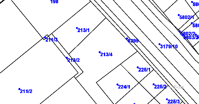 Parcela st. 213/4 v KÚ Hustopeče u Brna, Katastrální mapa