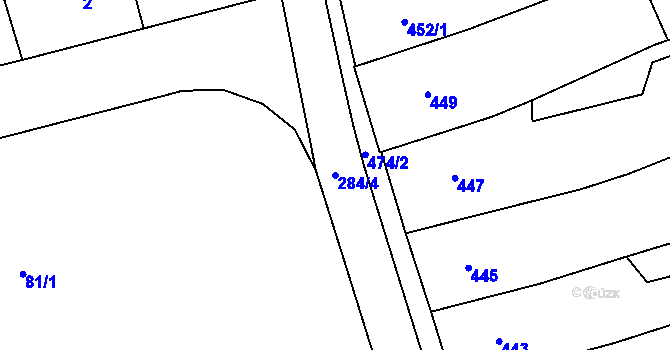 Parcela st. 284/4 v KÚ Hustopeče u Brna, Katastrální mapa