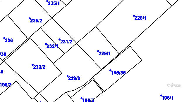 Parcela st. 229/1 v KÚ Hustopeče u Brna, Katastrální mapa