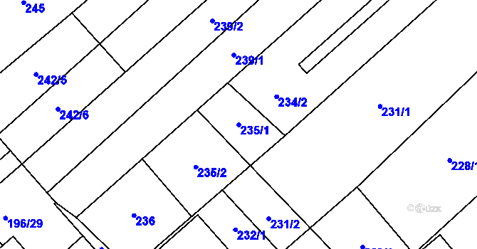 Parcela st. 235/1 v KÚ Hustopeče u Brna, Katastrální mapa