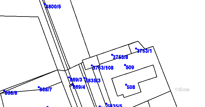 Parcela st. 3753/110 v KÚ Hustopeče u Brna, Katastrální mapa